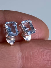 High Quality Natural Aquamarine and Silver Earrings