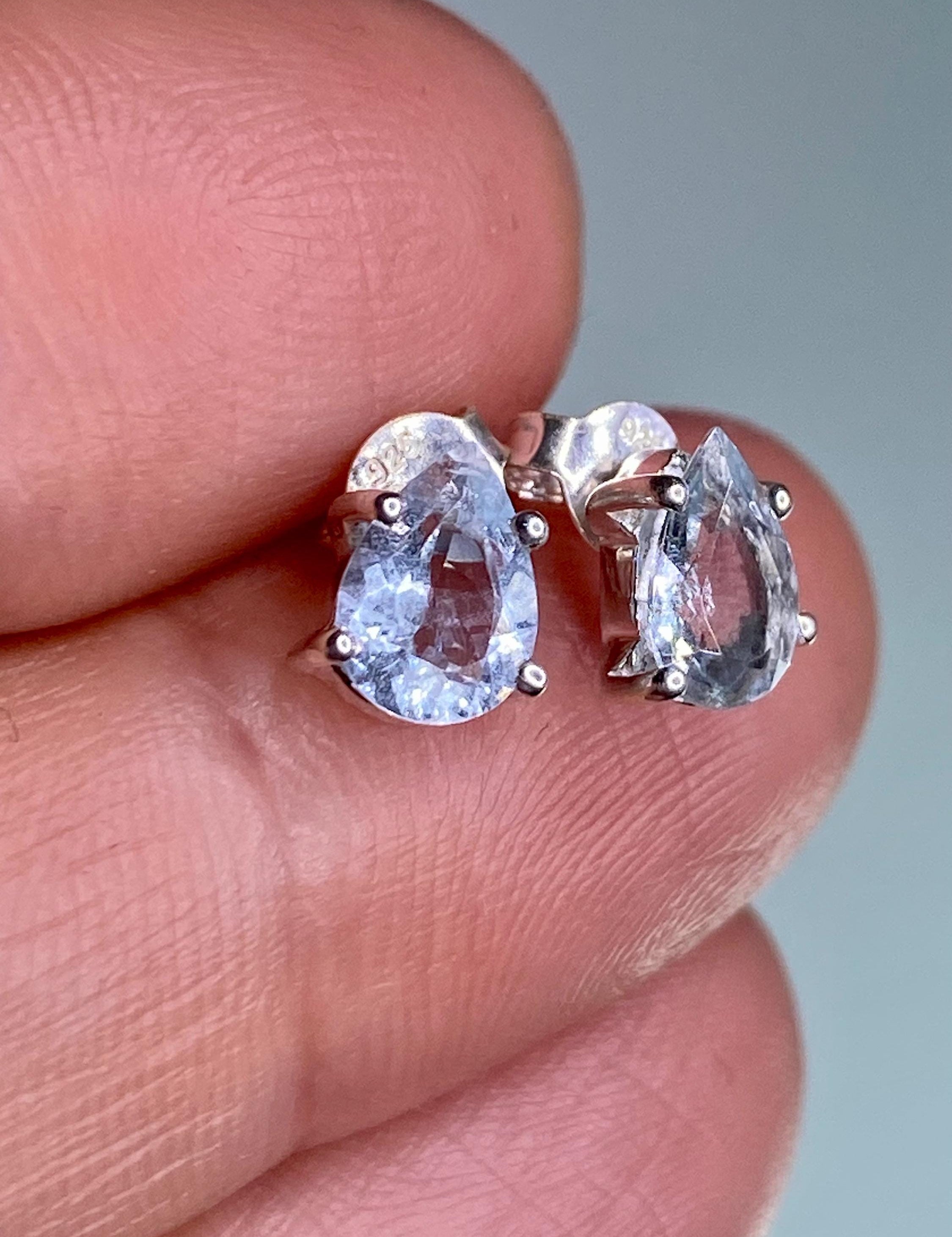 Aquamarine Silver Teardrop Earrings