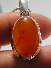Natural Carnelian and Silver Pendant