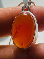 Natural Carnelian and Silver Pendant