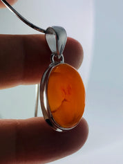 Natural Carnelian and Silver Pendant