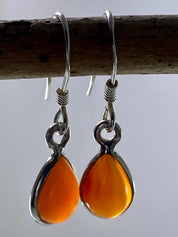 Natural Carnelian and Silver Earrings