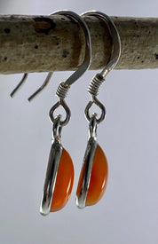 Natural Carnelian and Silver Earrings