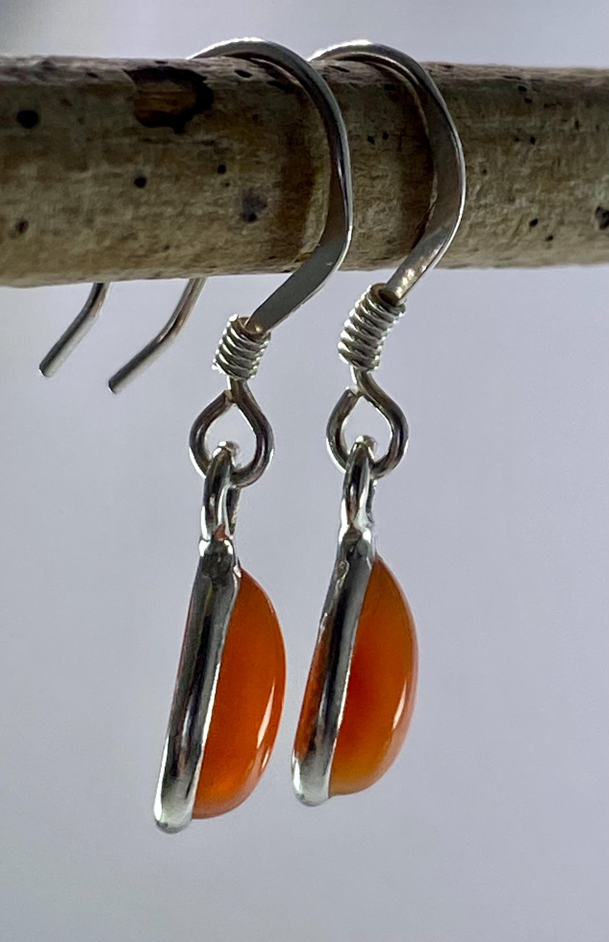 Natural Carnelian and Silver Earrings