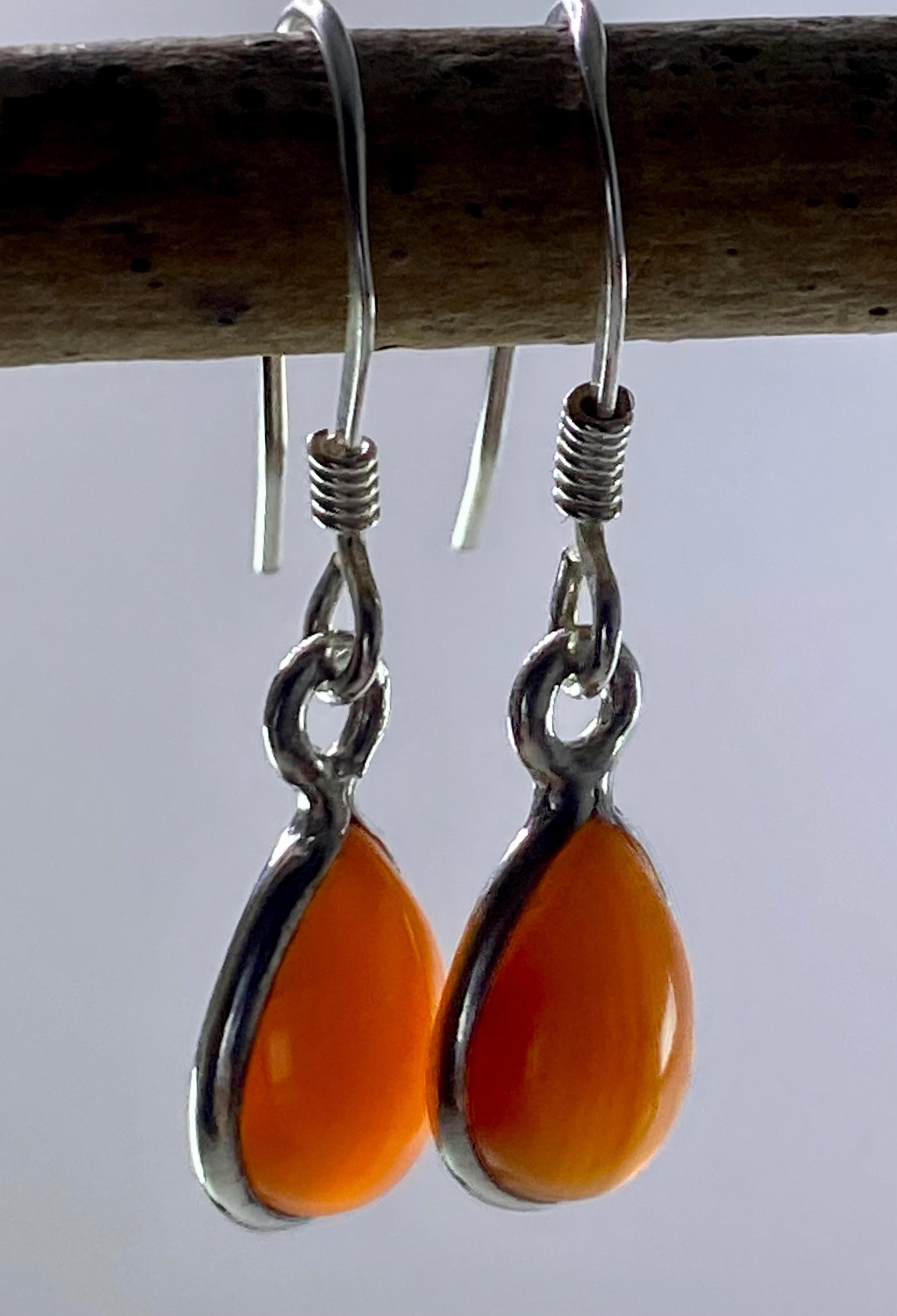 Natural Carnelian and Silver Earrings