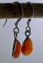 Natural Carnelian and Silver Earrings