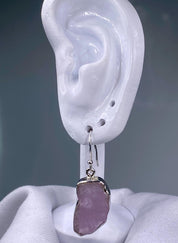 Natural Kunzite Slice Silver earrings