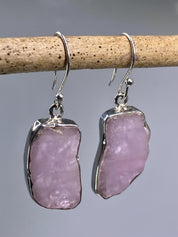 Natural Kunzite Slice Silver earrings