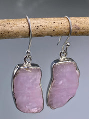 Natural Kunzite Slice Silver earrings