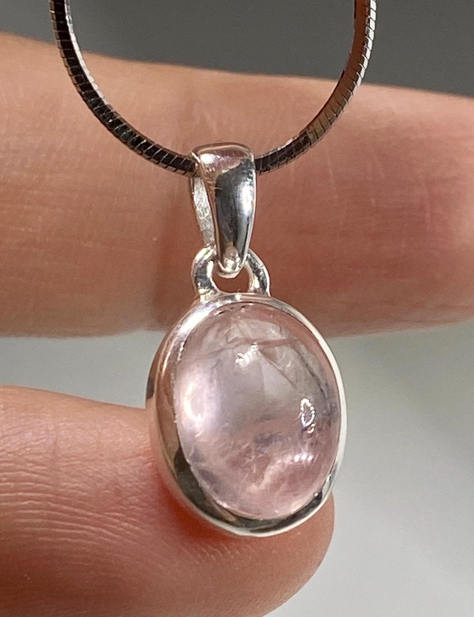 Natural Morganite and Sterling Silver Pendant