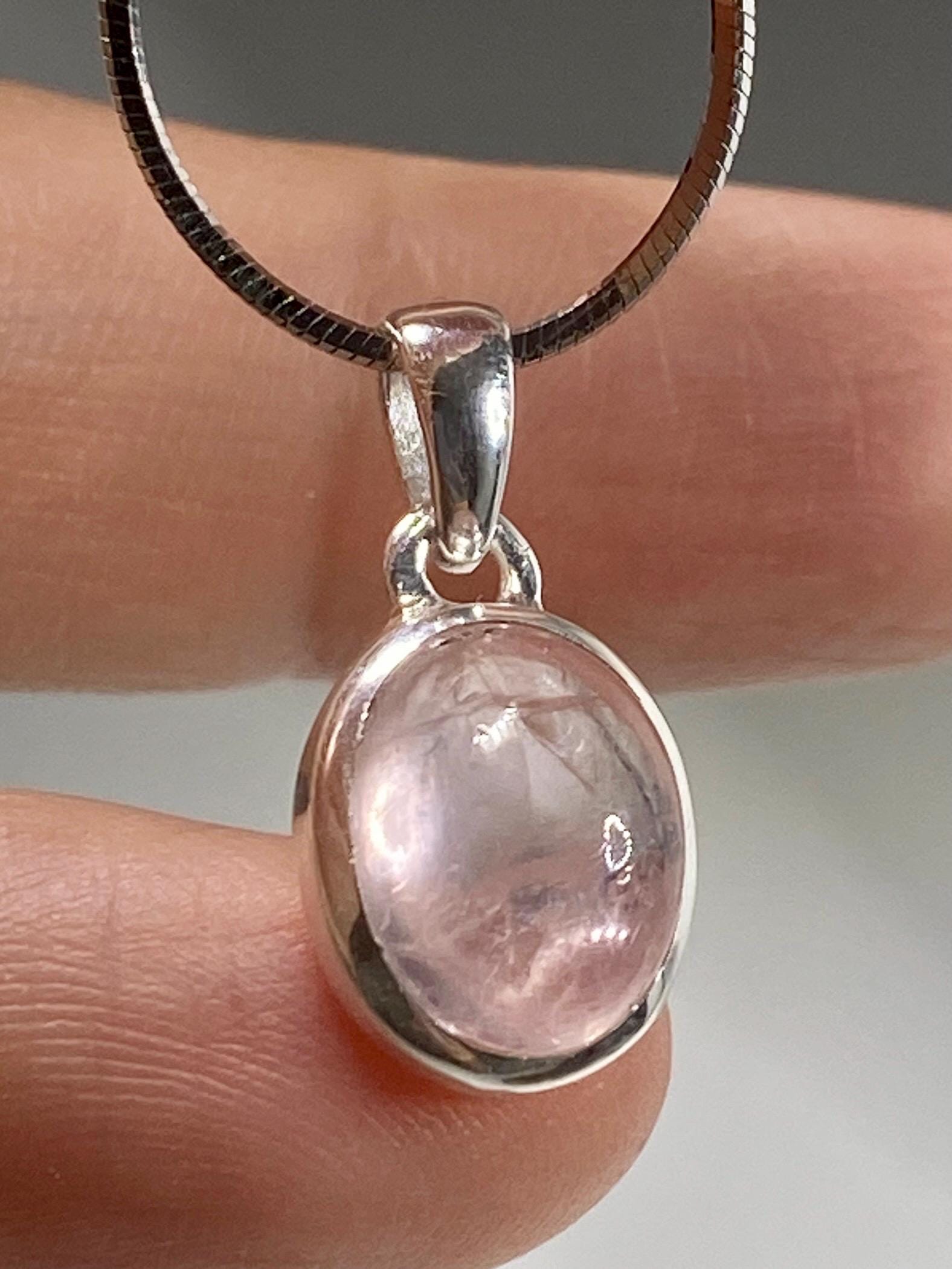 Natural Morganite and Sterling Silver Pendant