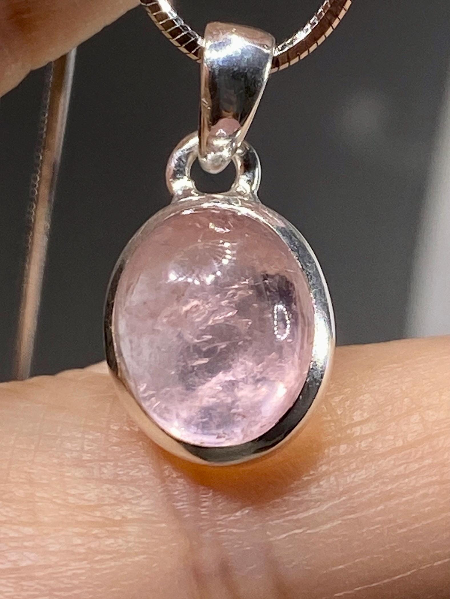 Natural Morganite and Sterling Silver Pendant
