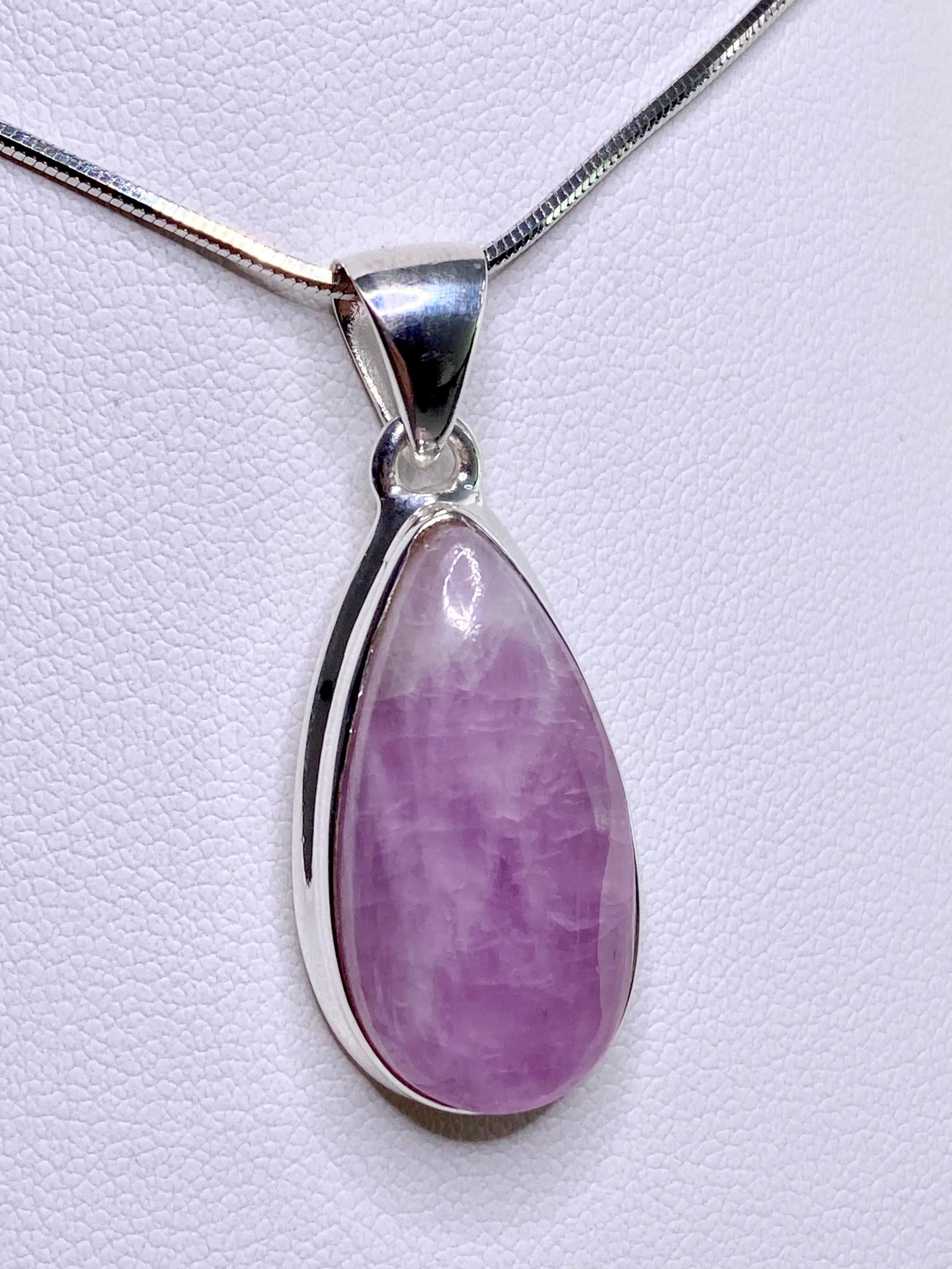 Kunzite Silver Pendant