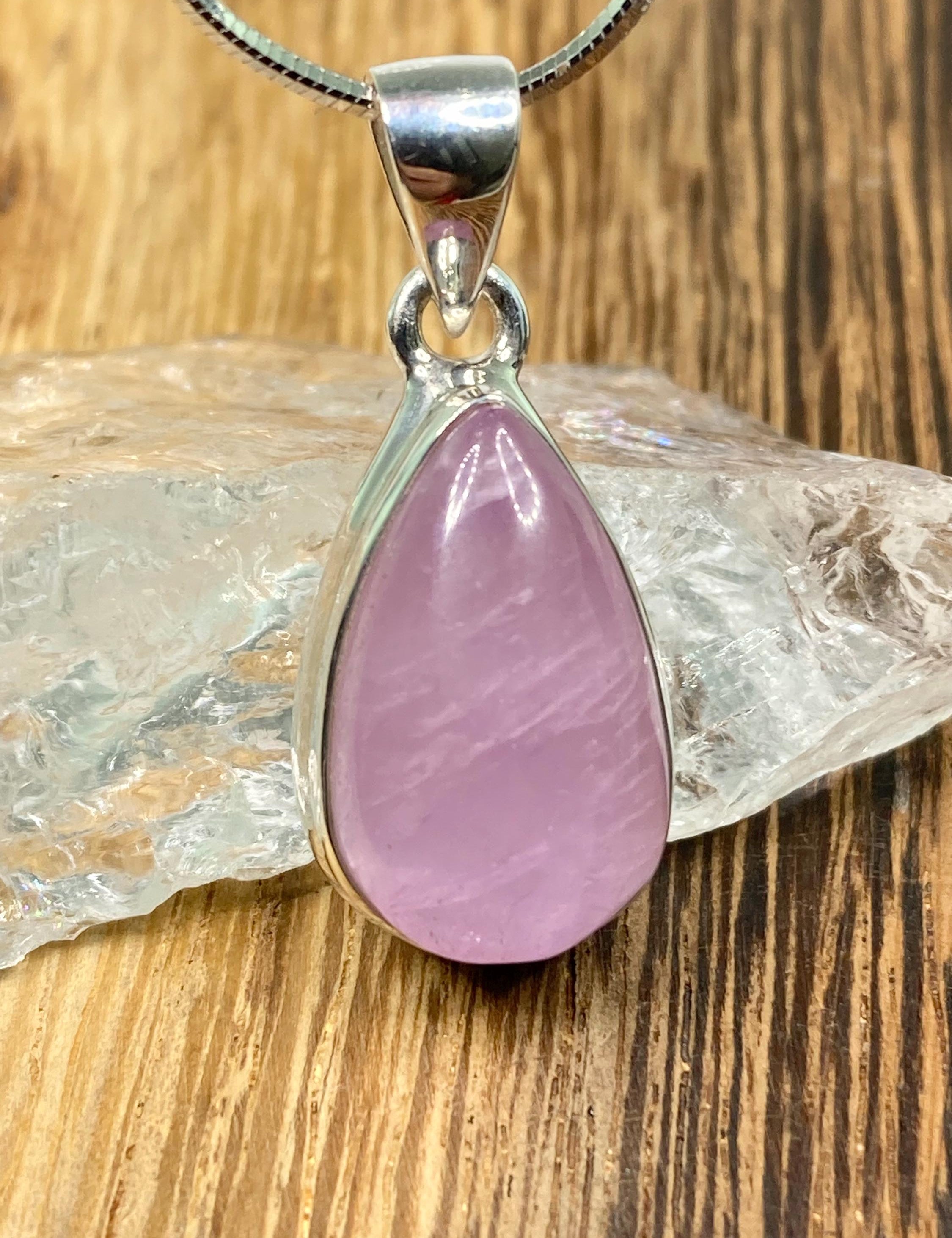 Natural Kunzite Silver Pendant