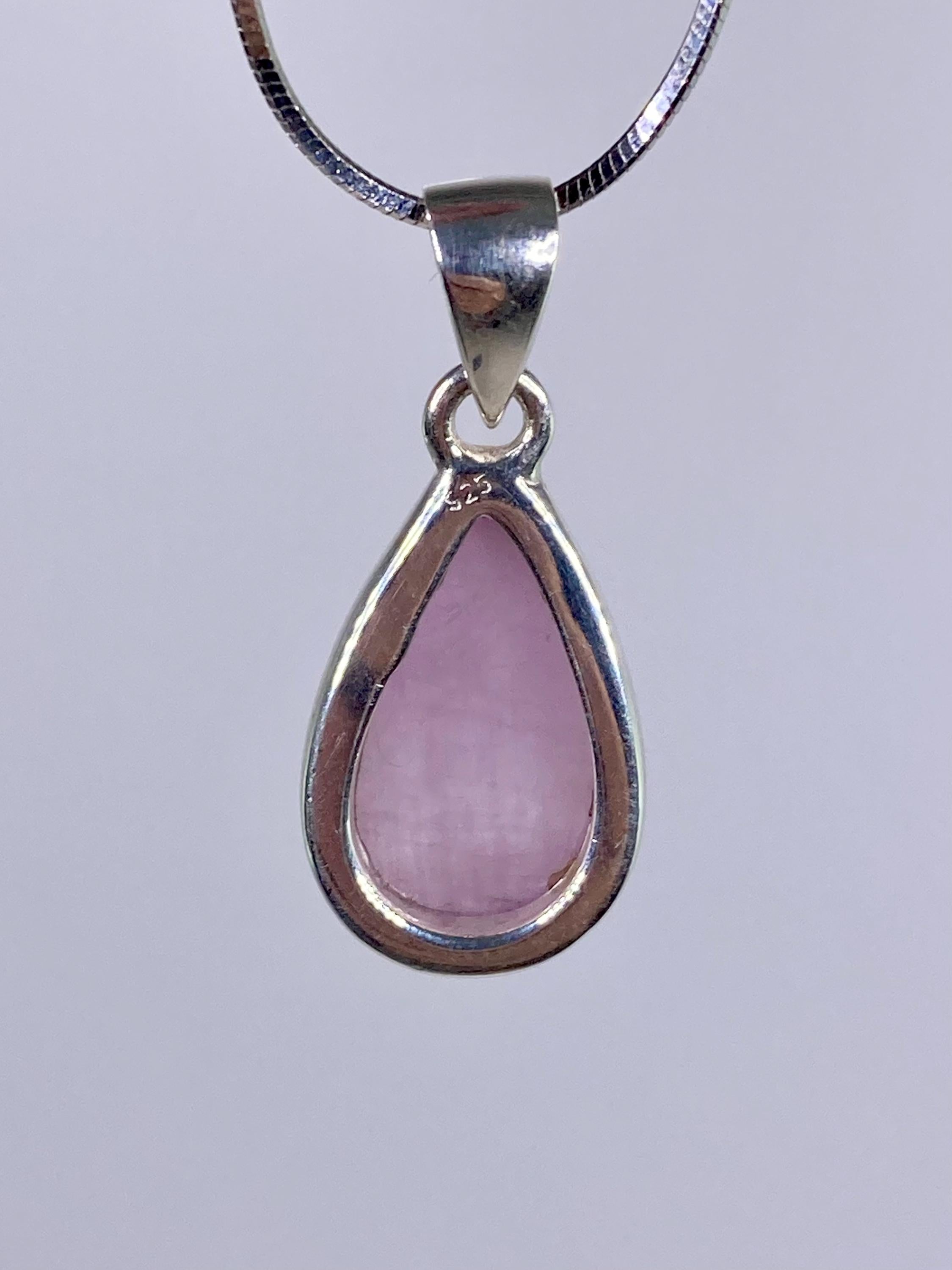 Natural Kunzite Silver Pendant