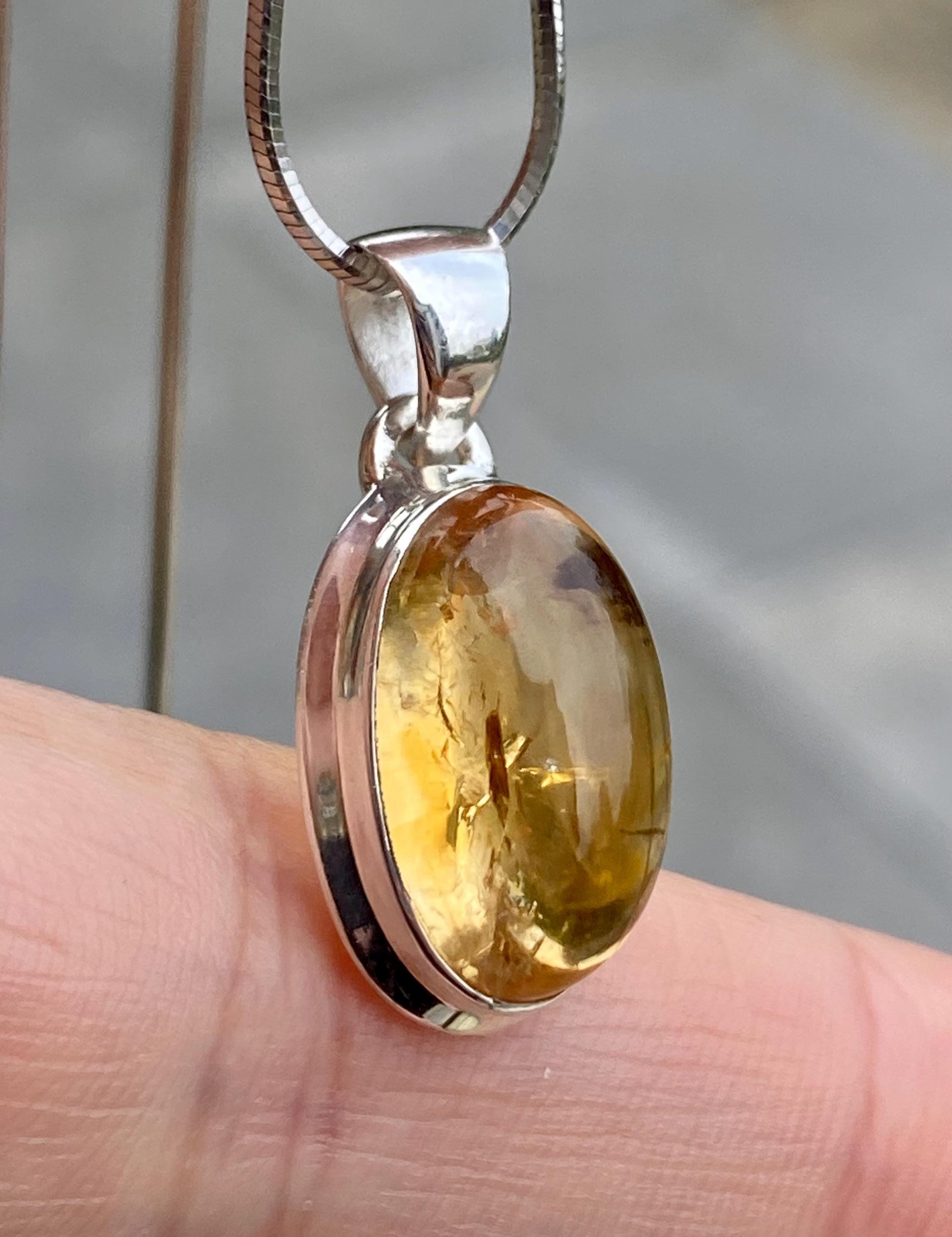 Citrine and Sterling Silver Pendant