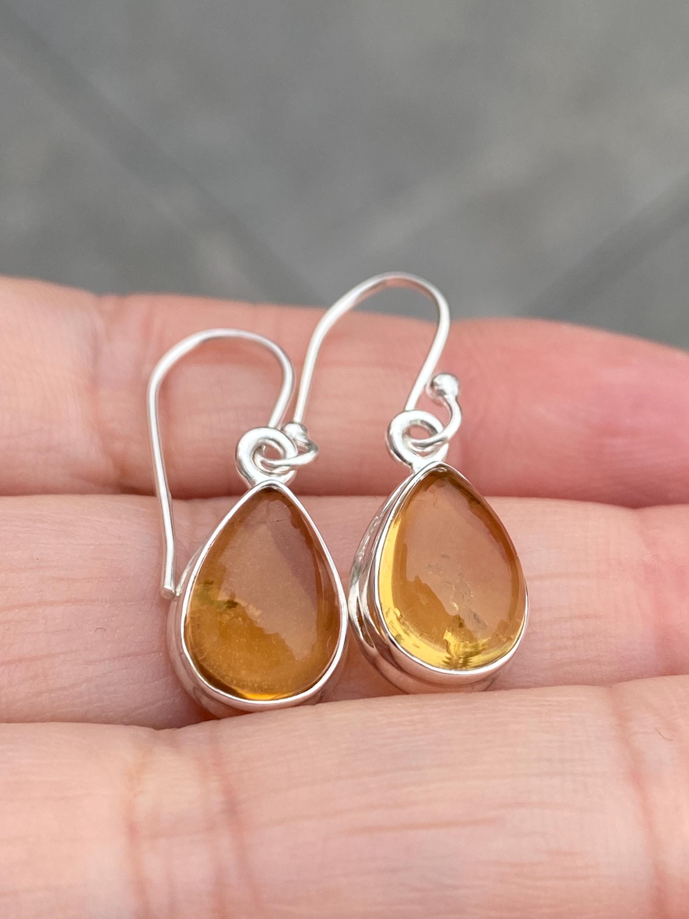 Citrine and Sterling Silver Dangle Earrings