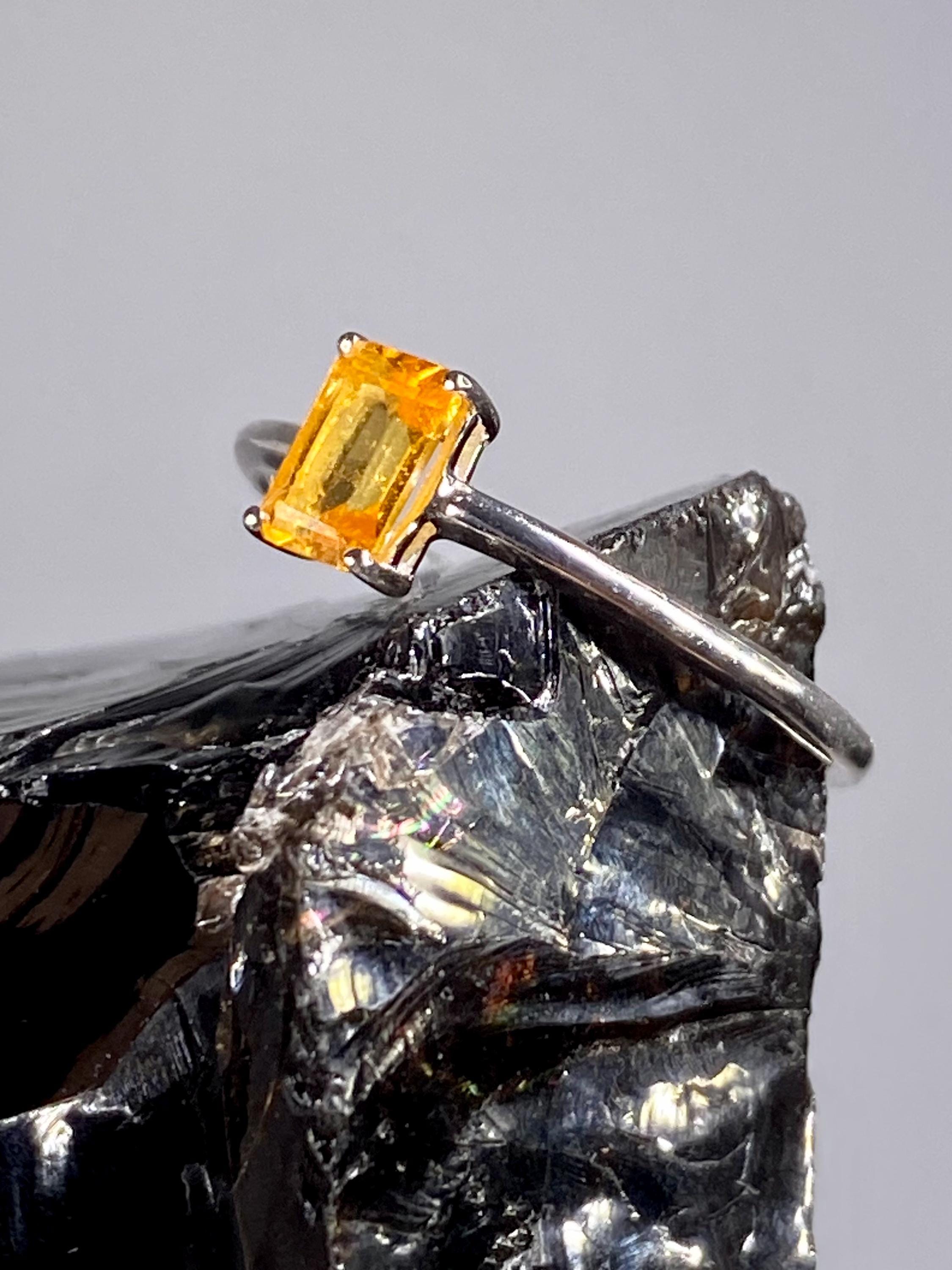 Mandarin Spessartite Garnet and Silver Ring