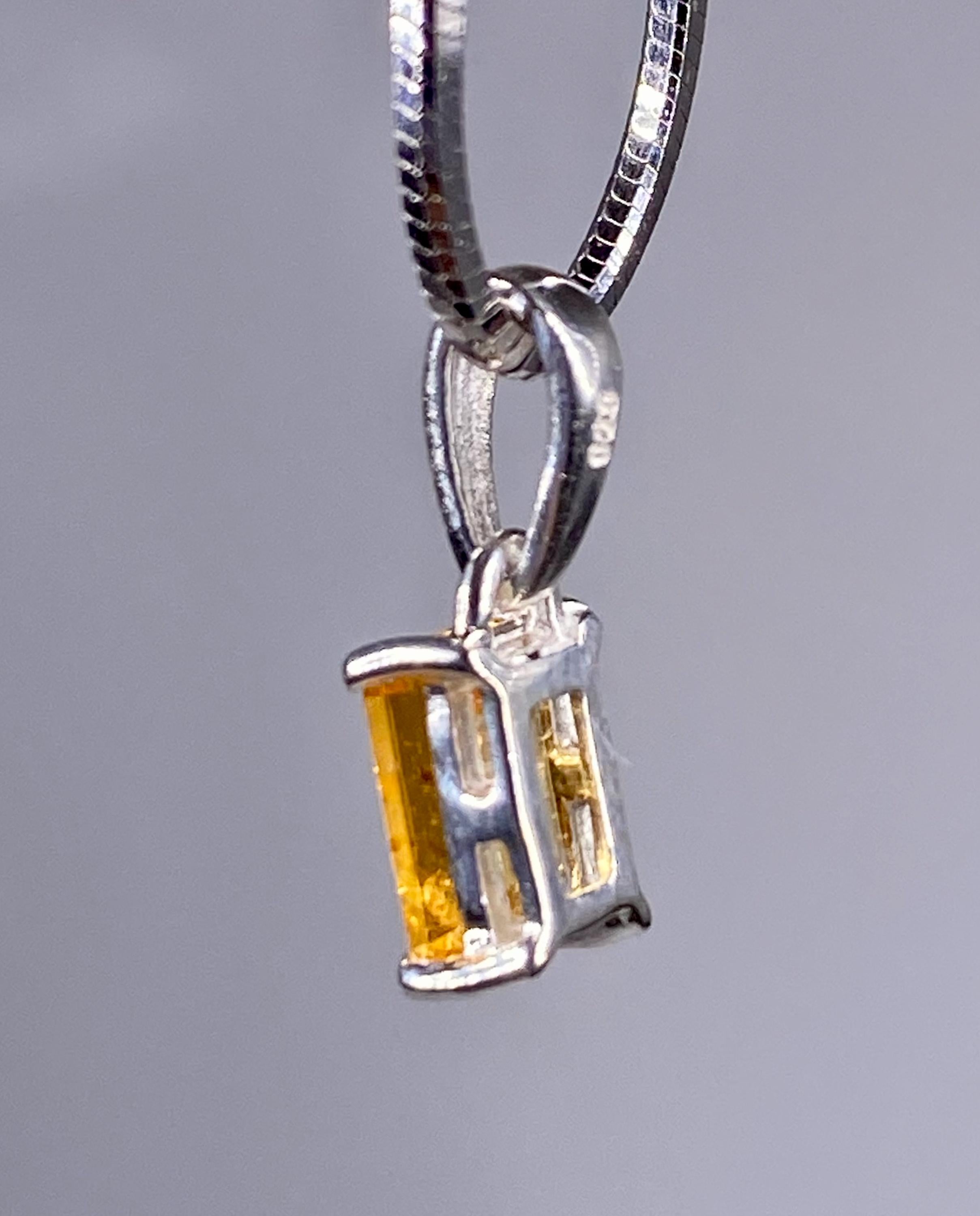 Mandarin Spessartite Garnet and Silver Pendant