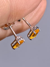 Mandarin Spessartite Garnet and Silver Earrings