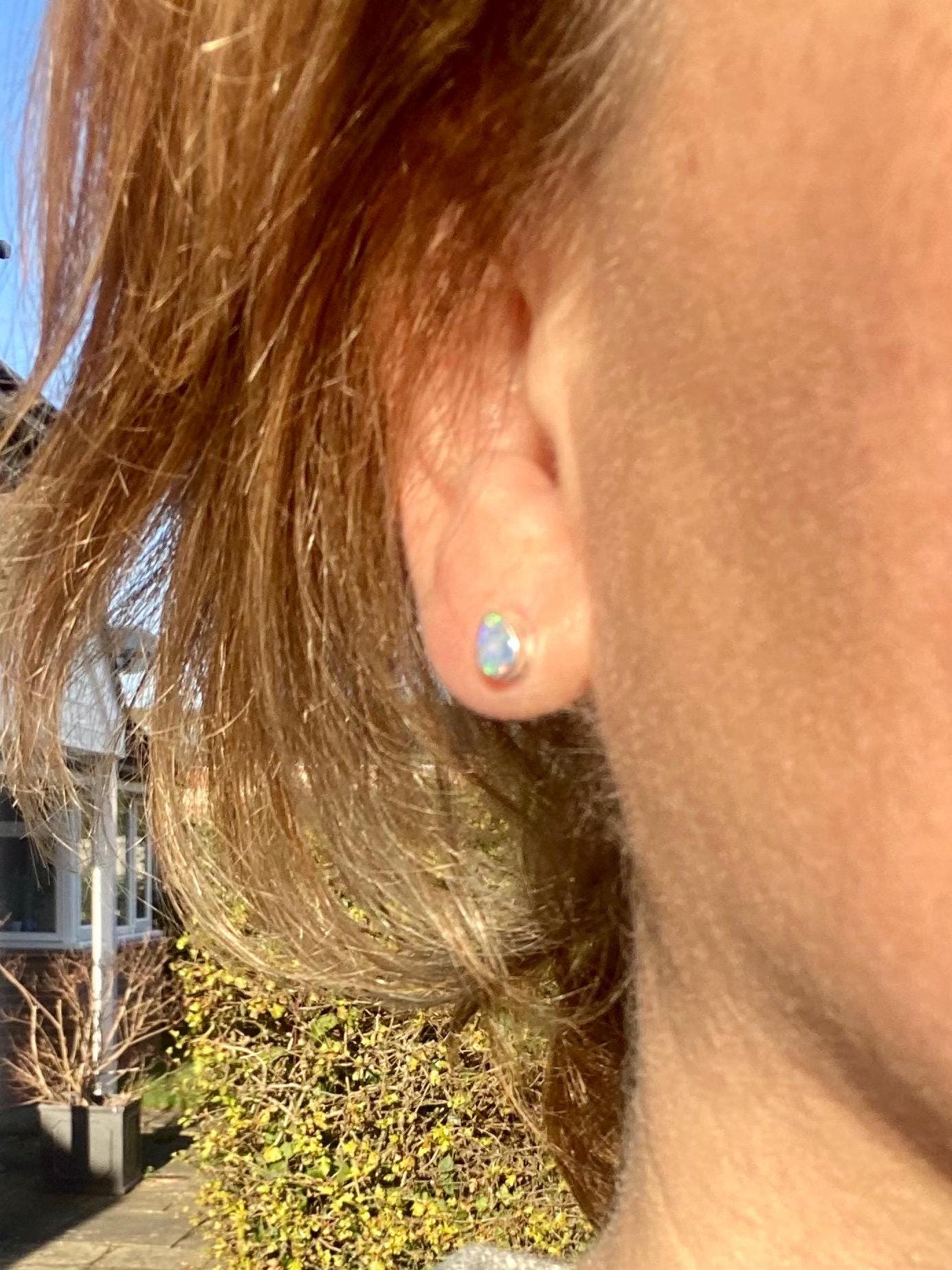 Australian Opal and Silver Stud Earrings