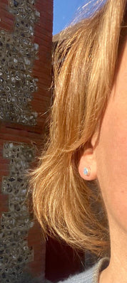 Australian Opal and Silver Stud Earrings