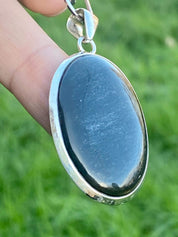 Black Obsidian and Silver Pendant (M09)