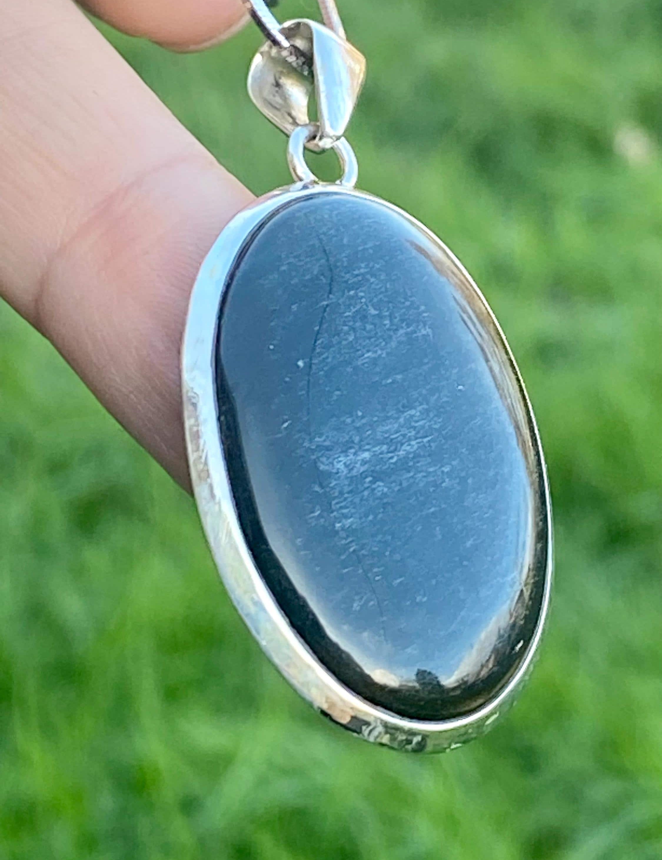 Black Obsidian and Silver Pendant (M09)