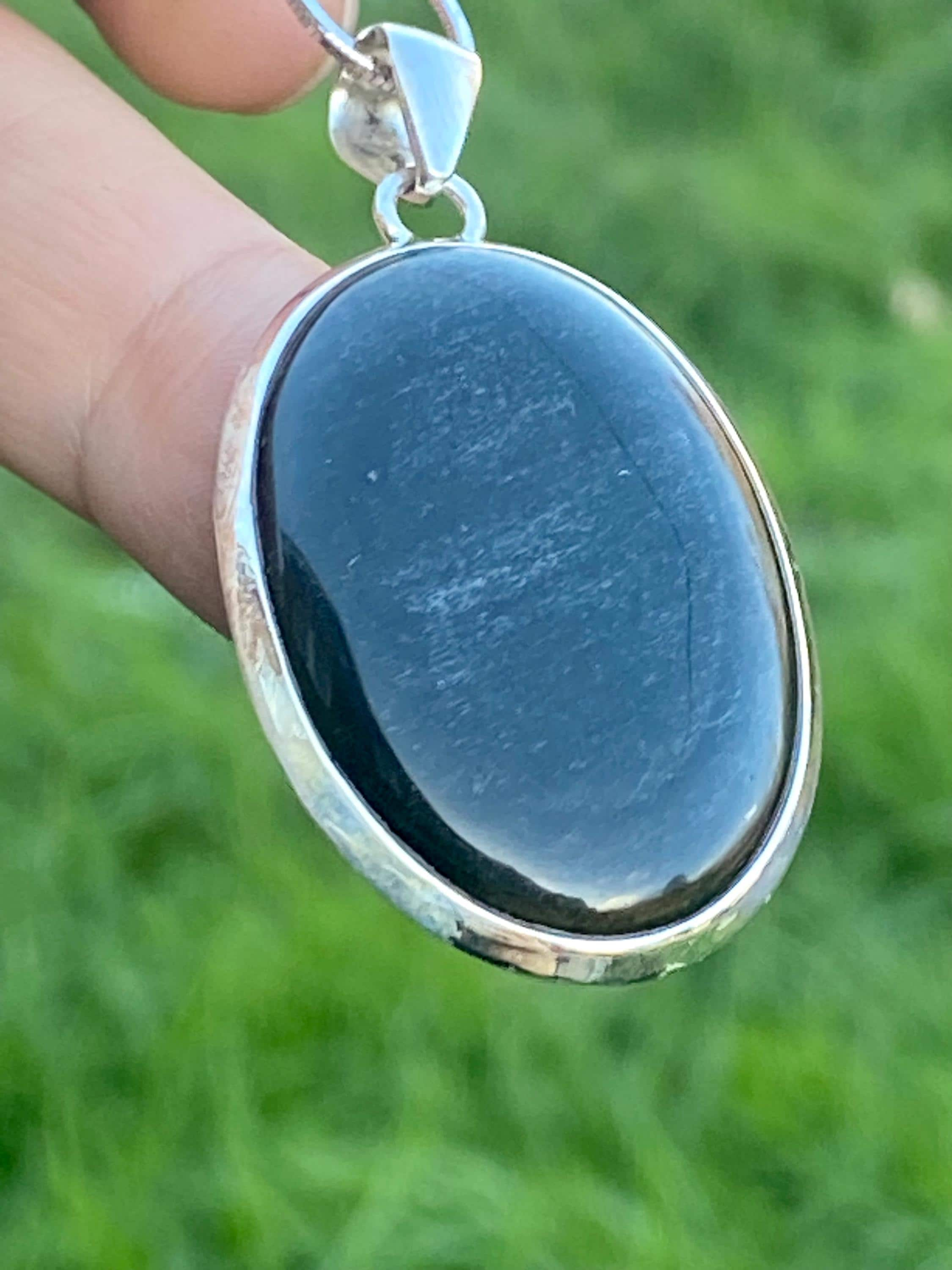 Black Obsidian and Silver Pendant (M09)