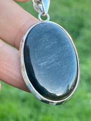 Black Obsidian and Silver Pendant (M09)