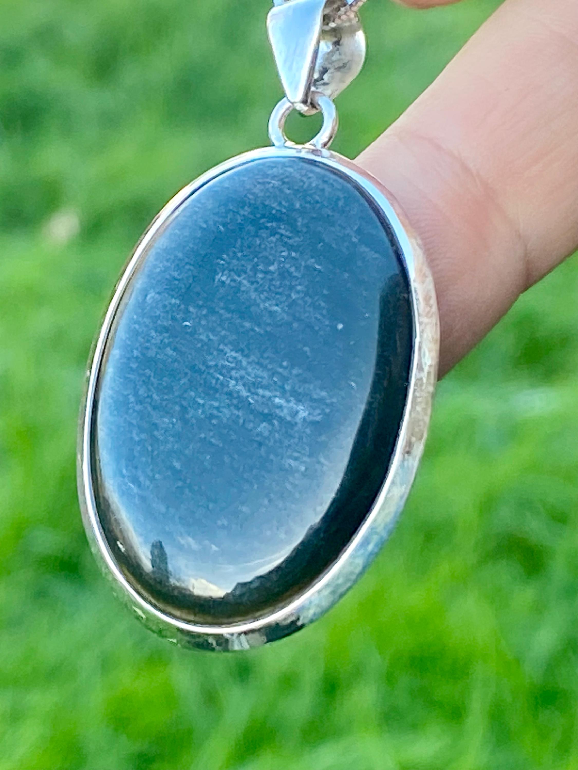 Black Obsidian and Silver Pendant (M09)