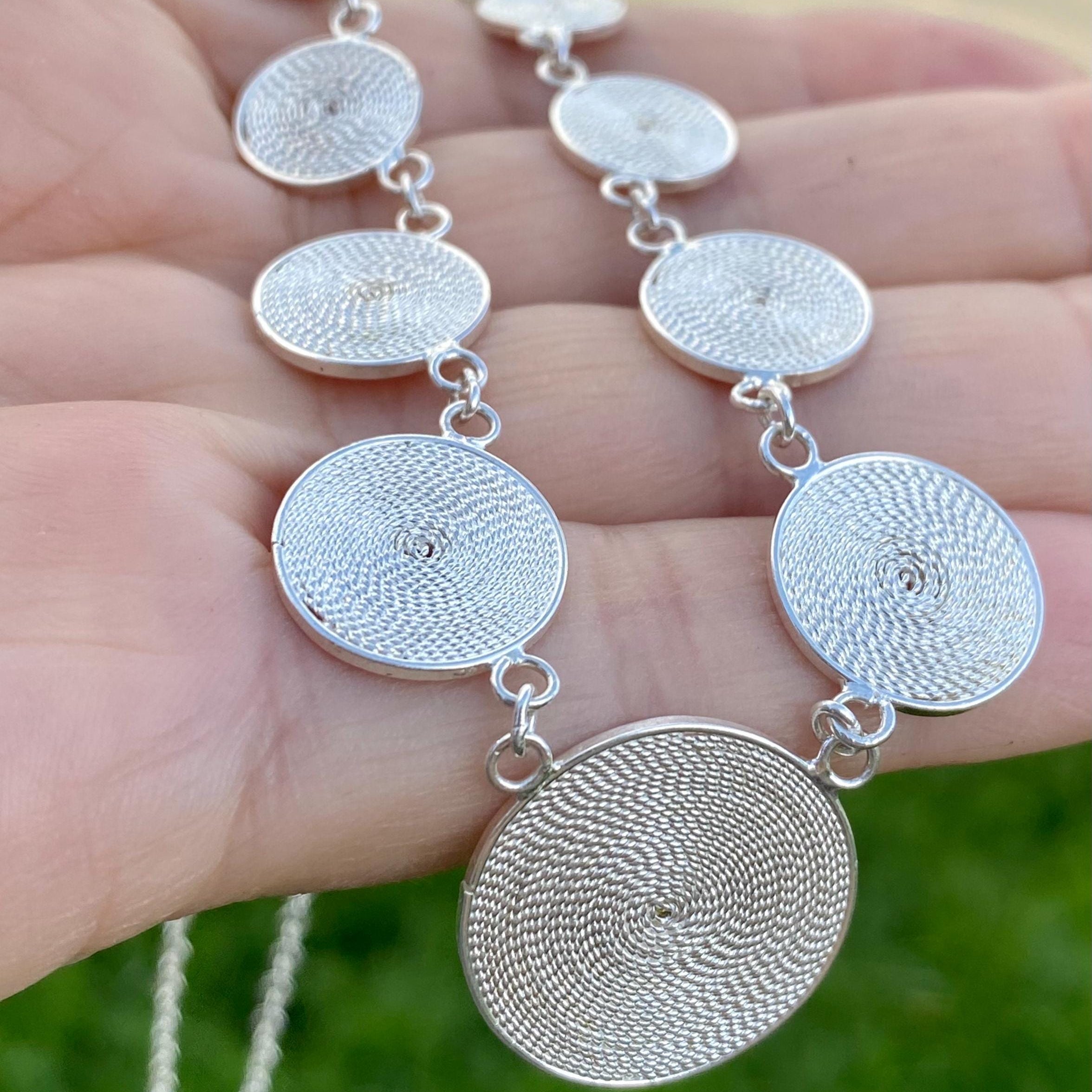Silver Disk Spiral Necklace