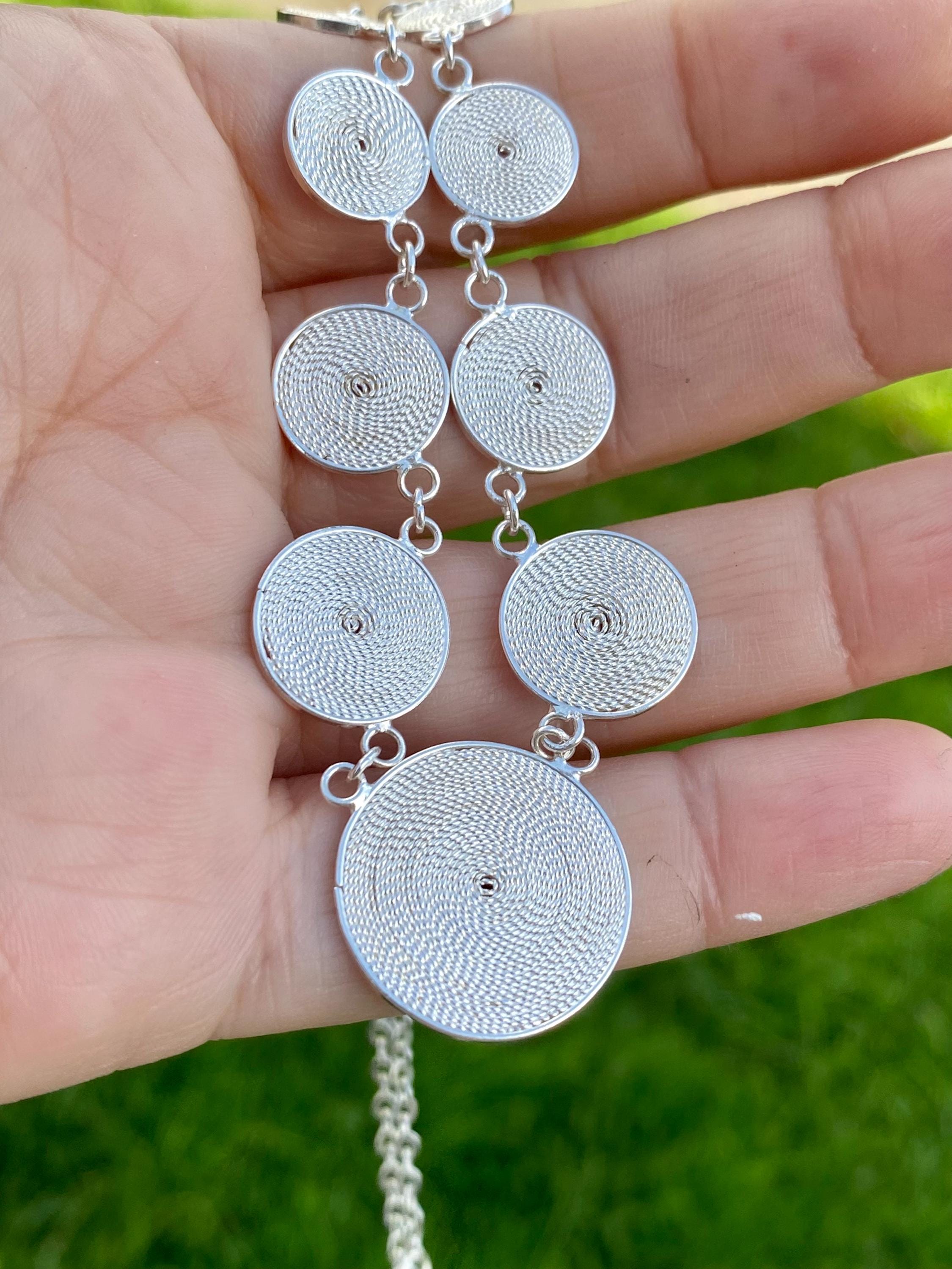 Silver Disk Spiral Necklace