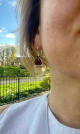 Natural African Ruby and Silver Dangle Earrings