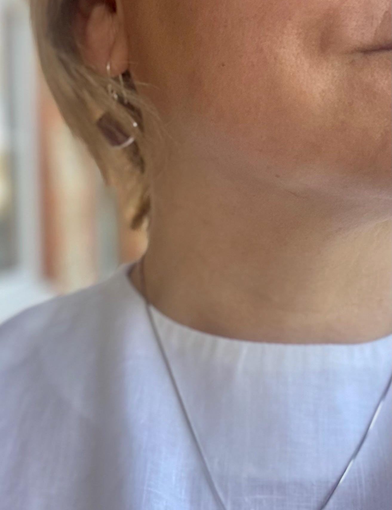 Natural African Ruby and Silver Dangle Earrings