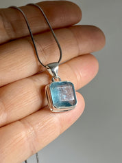 Aqua Kyanite and Silver Pendant