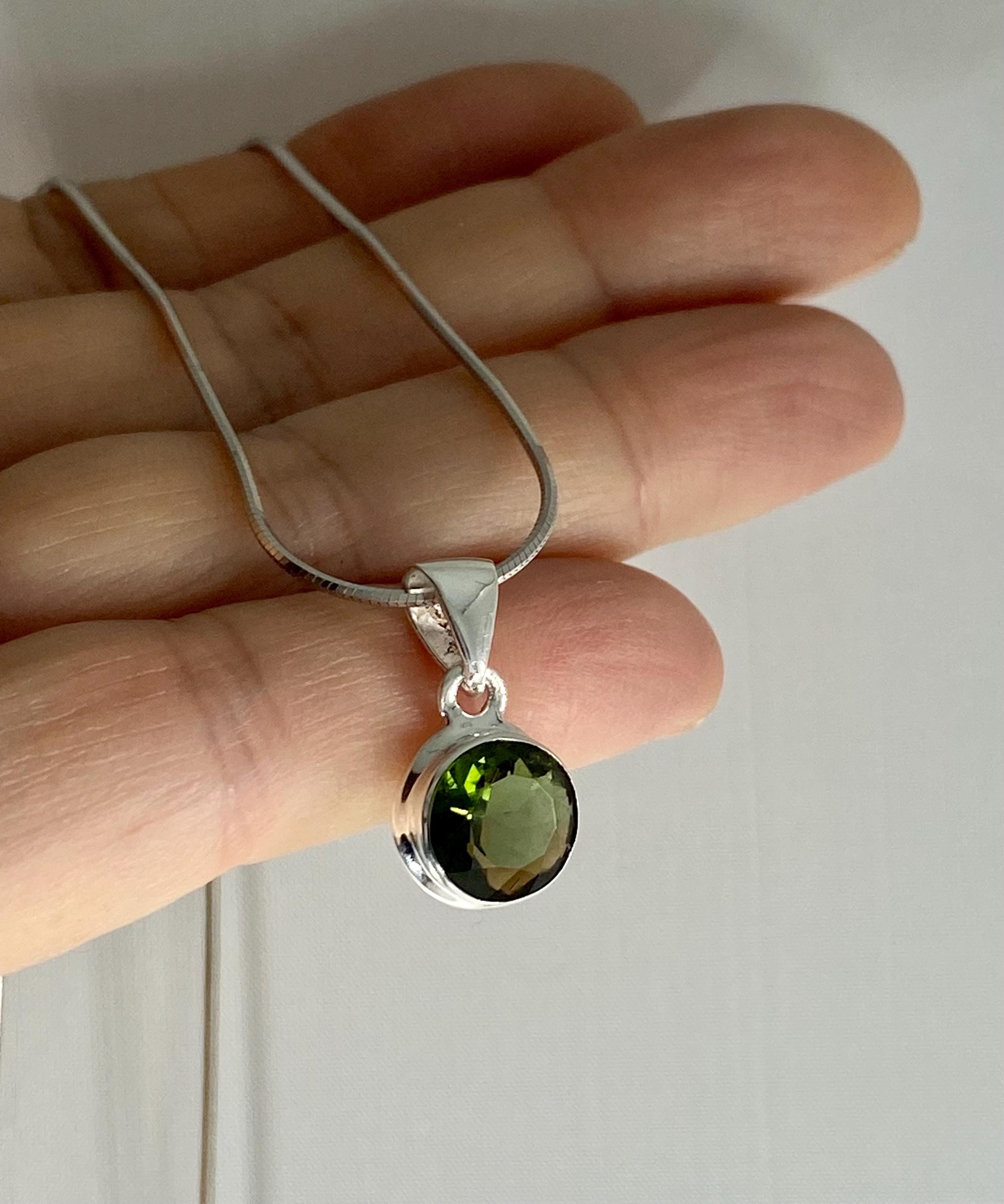 Genuine MOLDAVITE and Sterling Silver Pendant