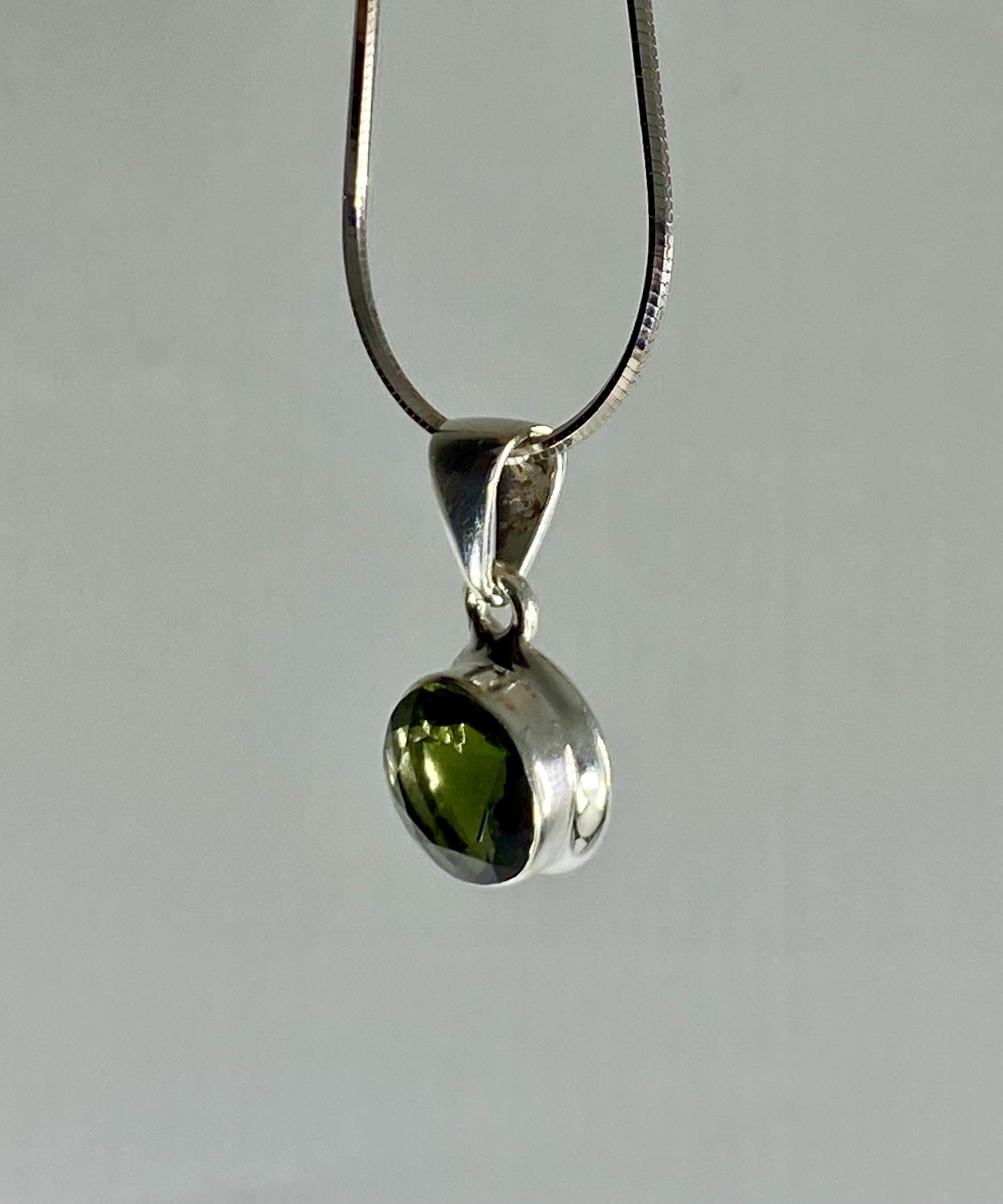 Genuine MOLDAVITE and Sterling Silver Pendant