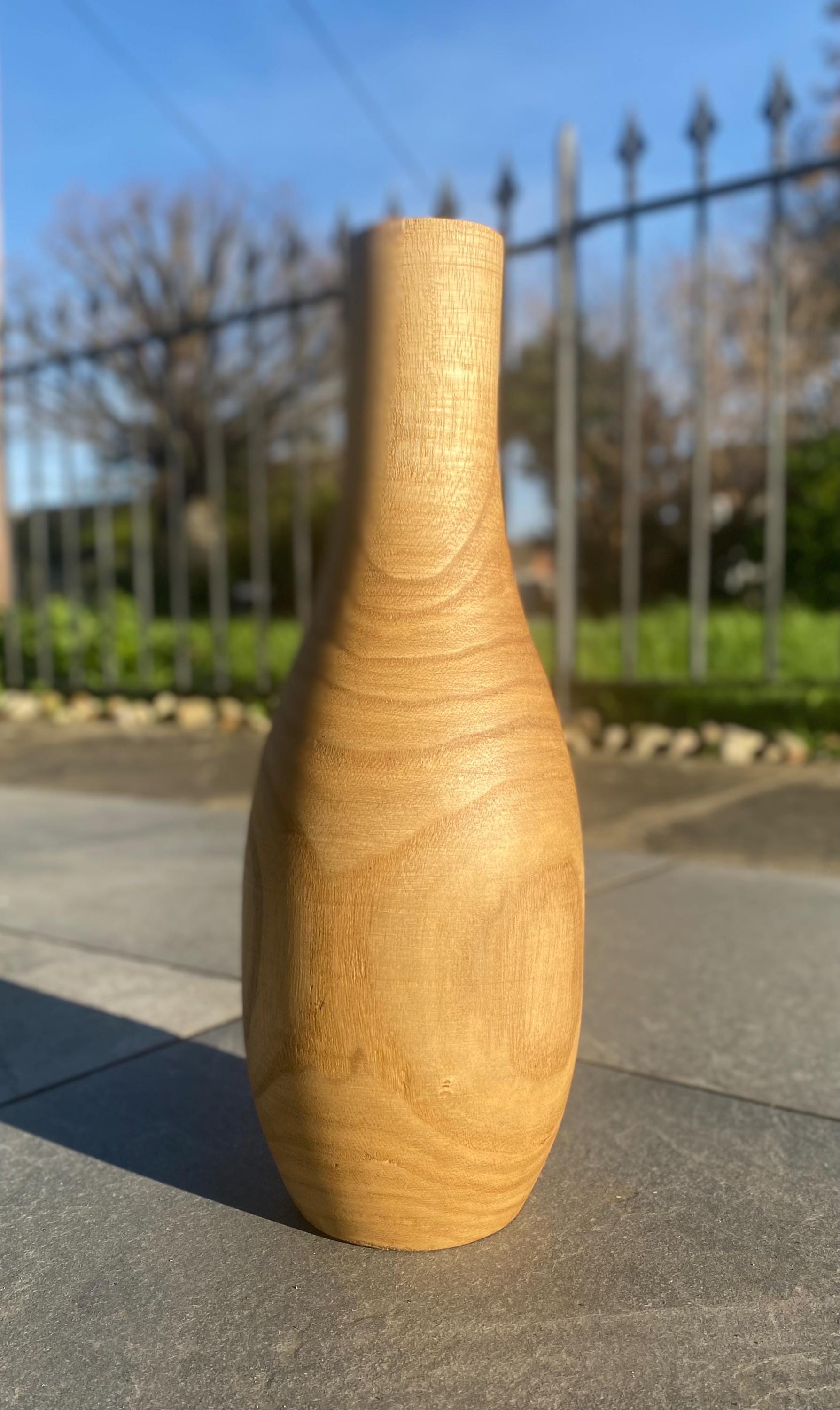 Solid Burmese Teak Wood Vase