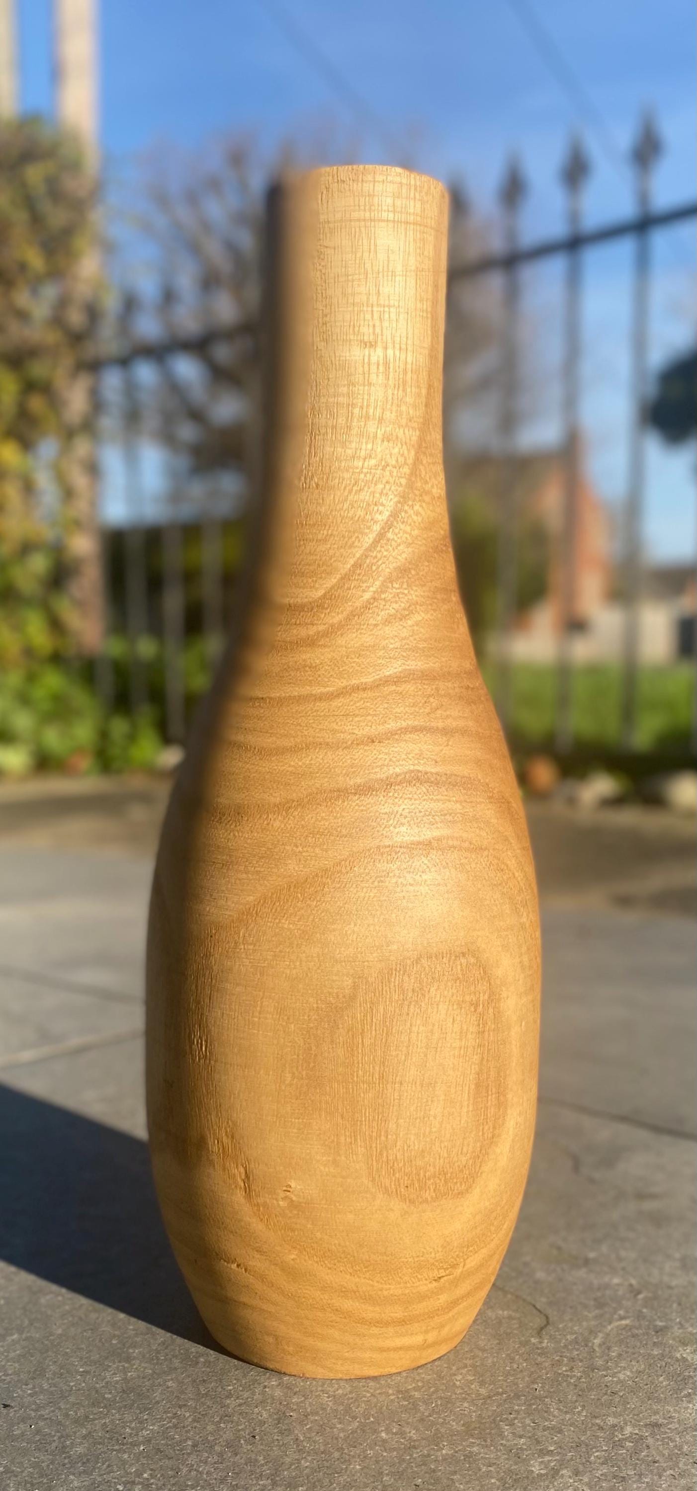Solid Burmese Teak Wood Vase