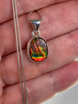 High Quality Ammolite and Silver Pendant