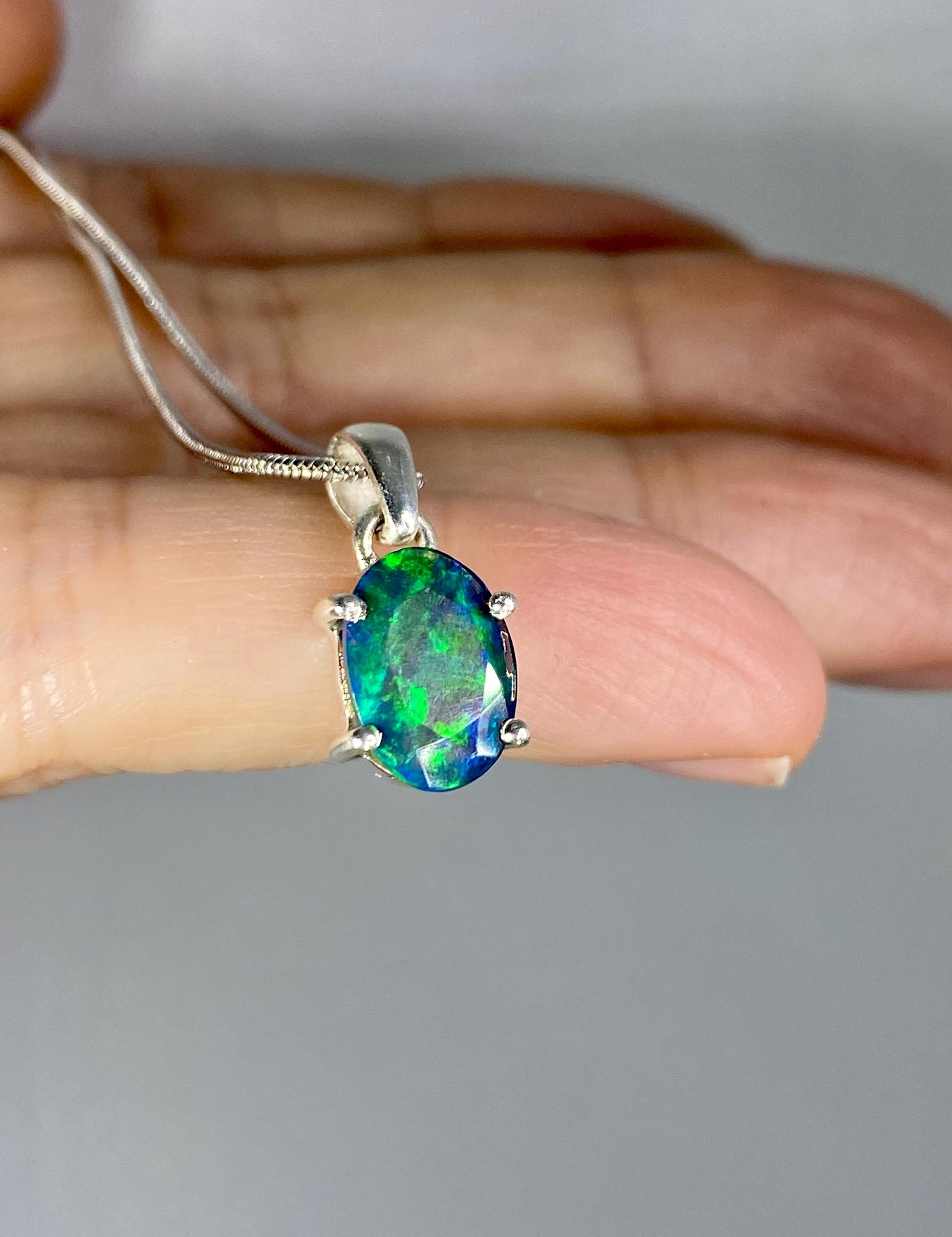 Ethiopian Chalama Black Opal and Silver Pendant