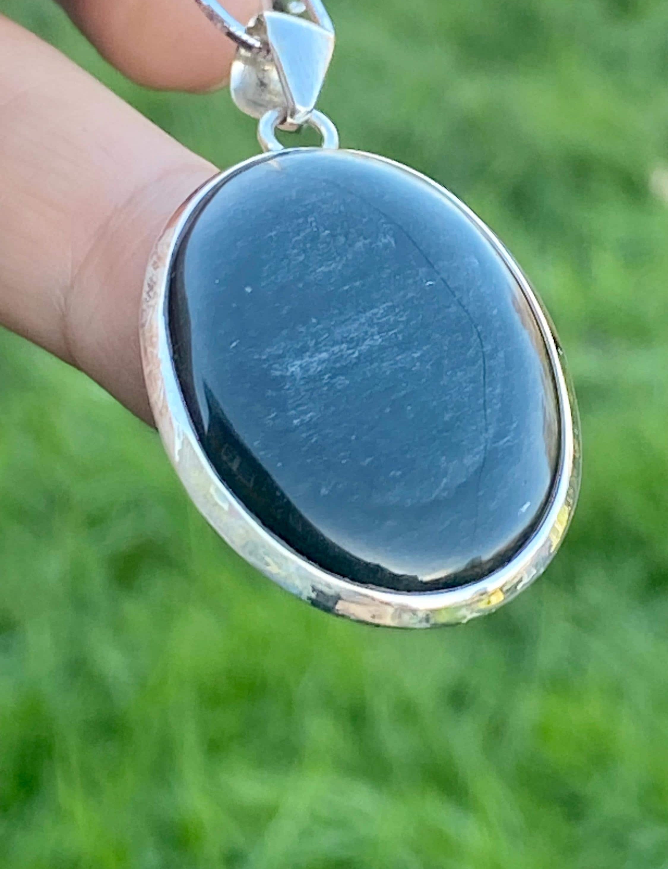 Black Obsidian and Silver Pendant (M09)