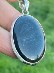 Black Obsidian and Silver Pendant (M09)