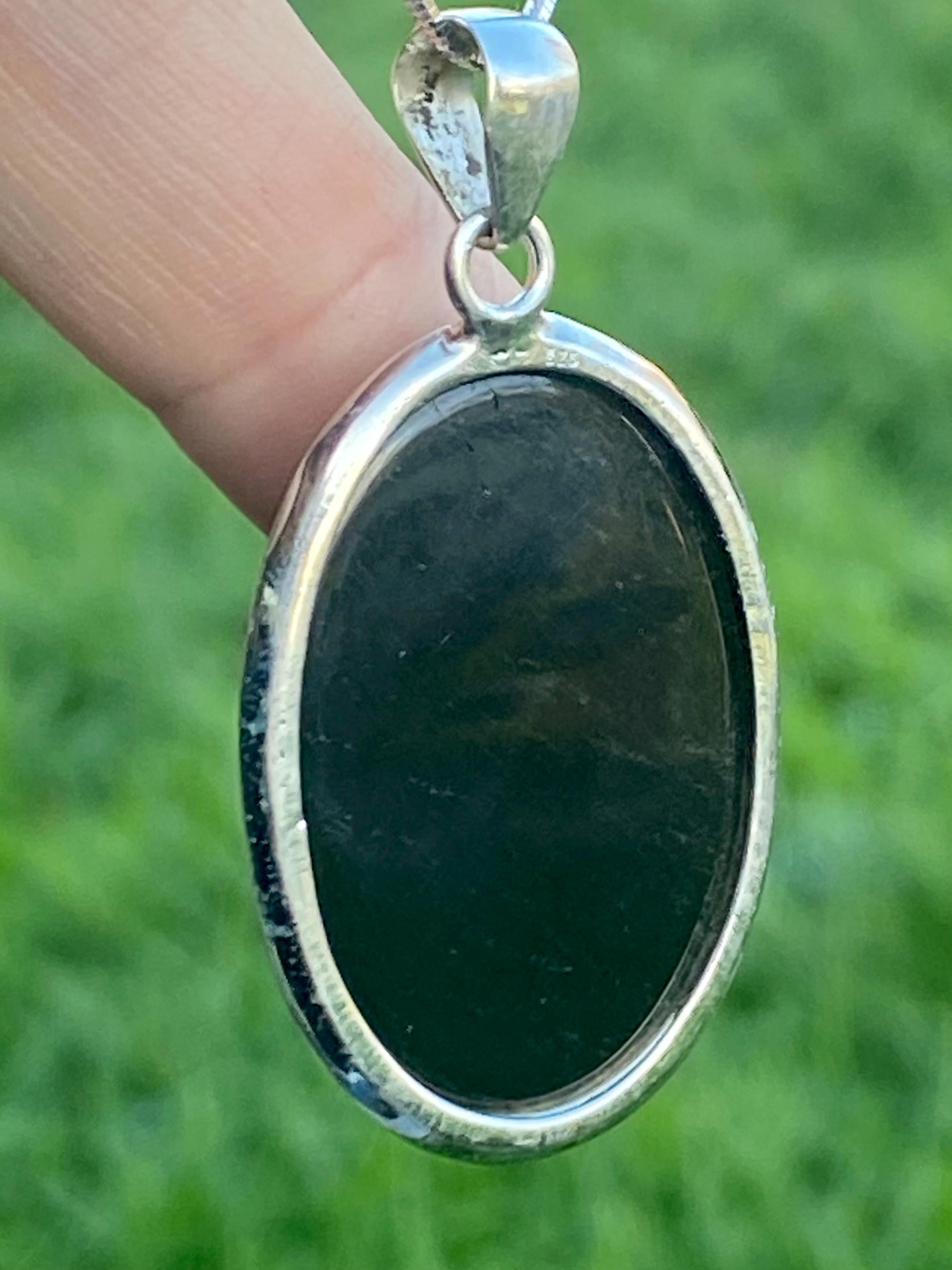 Black Obsidian and Silver Pendant (M09)