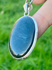 Black Obsidian and Silver Pendant (M09)