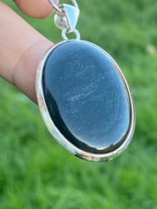 Black Obsidian and Silver Pendant (M09)