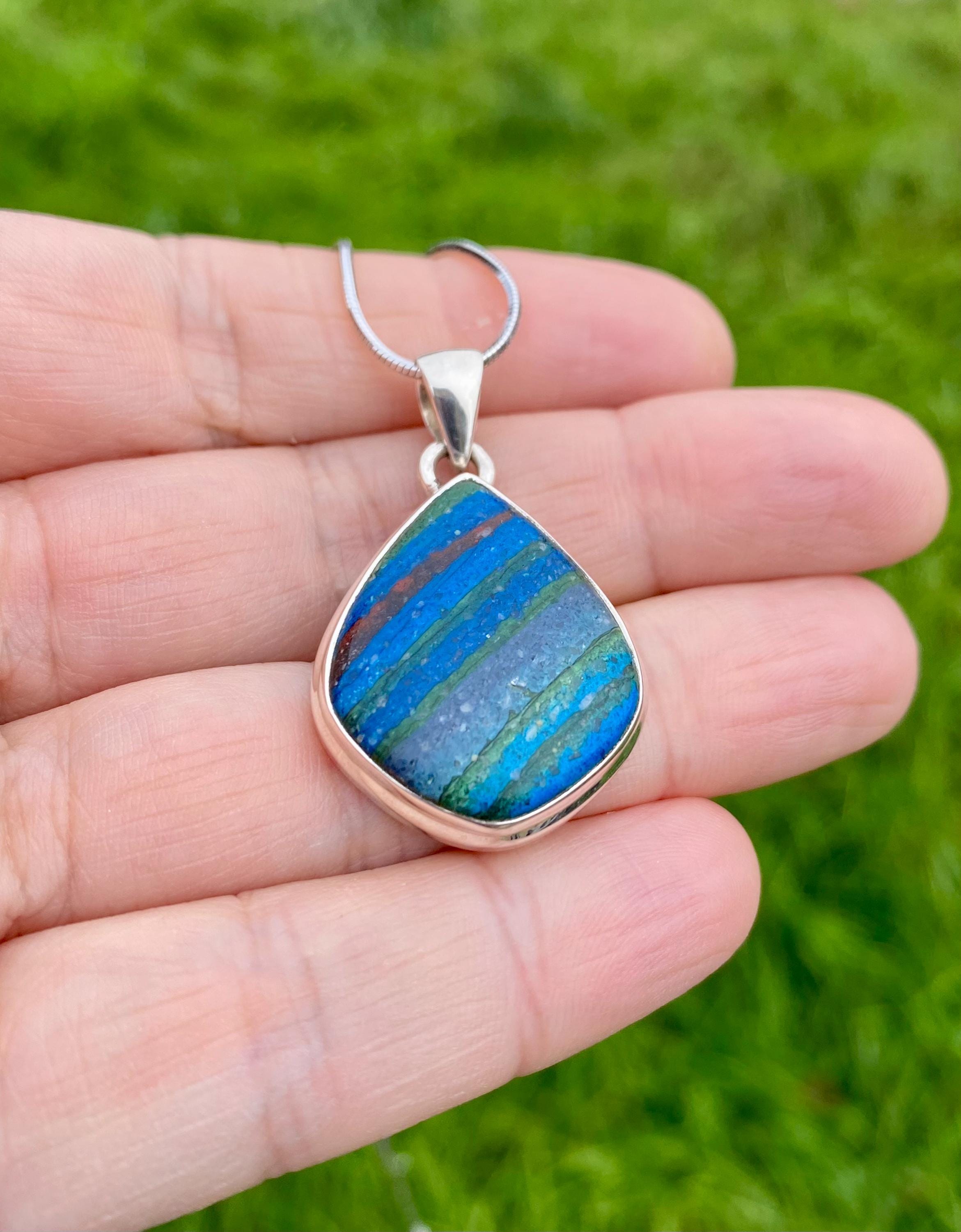 Rainbow Calsilica and Silver Pendant (UV 1196)