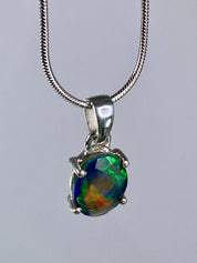 Ethiopian Chalama Black Opal and Silver Pendant