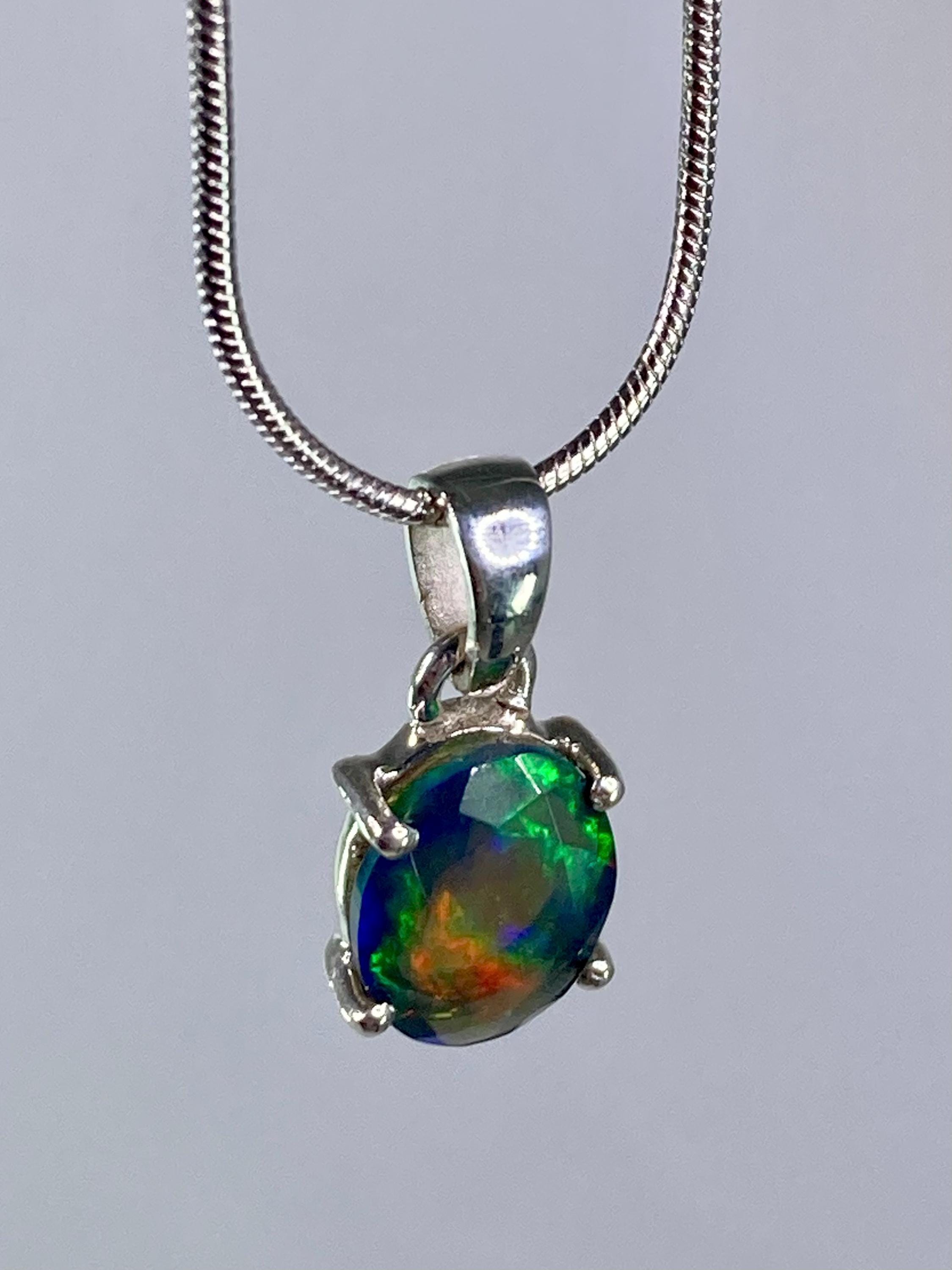 Ethiopian Chalama Black Opal and Silver Pendant